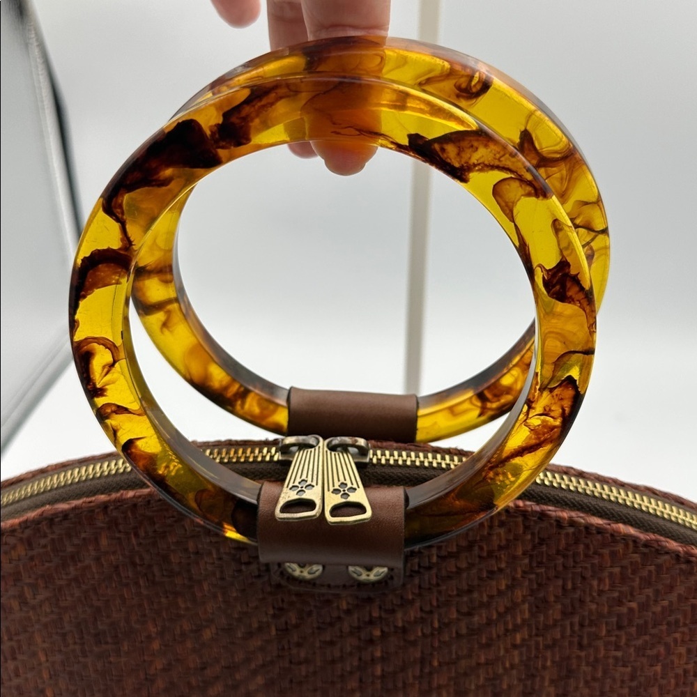 Patricia Nash Mellini Satchel Wavy Woven Raffia Bag Purse With Crossbody Strap - Picture 11 of 11